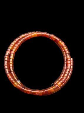 Carnelian Heishi Bead Memory Wire Wrap Bracelet Boho Stacking 6.75-7"